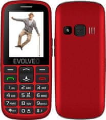 Evolveo EasyPhone EG, mobilní telefon pro seniory s nabíjecím stojánkem (červená barva)