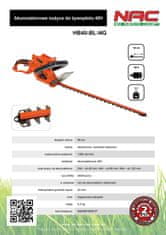 NAC Akumulátorové nůžky na živý plot 40V 560Mm bez baterie