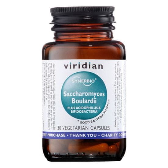 VIRIDIAN nutrition Synerbio Saccharomyces Boulardii (Unikátní komplex probiotik a prebiotik), 30 kapslí