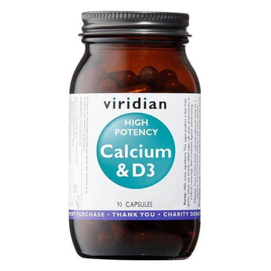 VIRIDIAN nutrition High Potency Calcium and D3 (Vápník s vitamínem D3), 90 kapslí