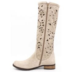 Dámské prolamované boty Flowers light beige velikost 42