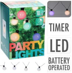 ProGarden Světelný řetěz venkovní LED PARTY 10 žárovek barevná