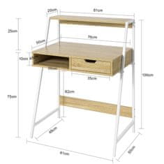 SoBuy SoBuy FWT63-N Počítačový stůl Pracovní stůl Kancelářský stůl Přírodní 81x100x50cm