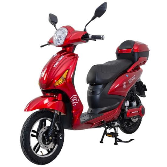 RACCEWAY Elektroskútr E-MOPED, červený-lesklý s baterií 12 Ah