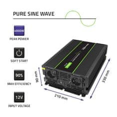 Qoltec Monolitický měnič napětí | 2000W | 4000W | 12V na 230V | Čistá sinusovka