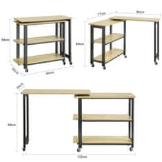 SoBuy SoBuy FWT83-N Odkládací stolek Rozkládací stolek s kolečky Konferenční stolek Rohový psací stůl Počítačový stůl Průmyslový design 133x69x30cm