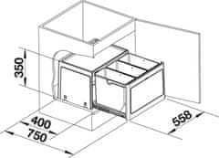 Blanco BOTTON 60/3 Automatic výsuv otevřením dvířek košový syst na dvířka plast 517 470 - Blanco