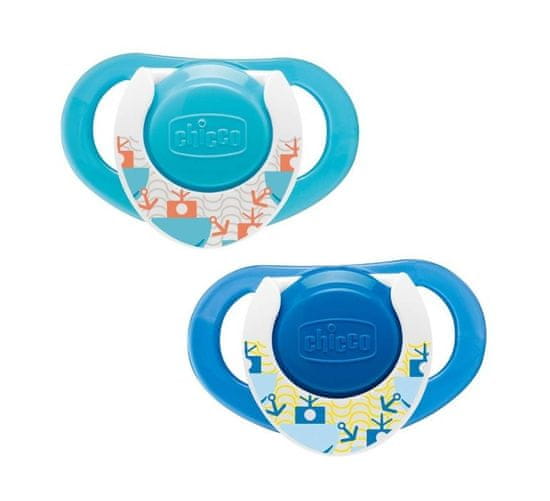 Chicco Physio Compact Zklidňující kaučukový dudlík, modrý, 12m+