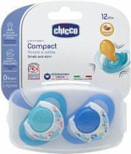 Chicco Physio Compact Zklidňující kaučukový dudlík, modrý, 12m+