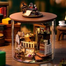 HABARRI DIY miniaturní domeček - stavebnice modelu - dřevo -Potter - LED