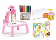 KIK Růžový kreslící stolek s projektorem žirafa