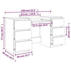Vidaxl Psací stůl dub sonoma 140 x 50 x 77 cm kompozitní dřevo