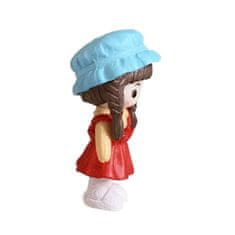 HABARRI Figurka Panenka Holčička v červených šatech s copánky