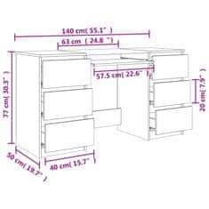 Vidaxl Psací stůl hnědý dub 140 x 50 x 77 cm kompozitní dřevo