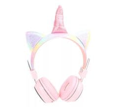 Zaparkorun.cz Bluetooth sluchátka Unicorn Colorful Glow s mikrofonem EV6001- růžové