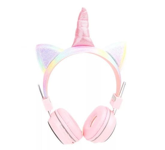 Zaparkorun.cz Bluetooth sluchátka Unicorn Colorful Glow s mikrofonem EV6001- růžové