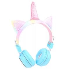 Zaparkorun.cz Bluetooth sluchátka Unicorn Colorful Glow s mikrofonem EV6001, modré