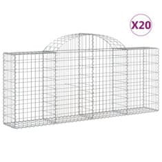 Vidaxl Klenuté gabionové koše 20ks 200x30x80/100 cm pozinkované železo