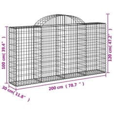 Vidaxl Klenuté gabionové koše 20ks 200x30x100/120cm pozinkované železo