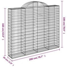 Vidaxl Klenuté gabionové koše 6 ks 200x30x160/180cm pozinkované železo