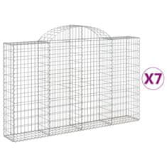 Vidaxl Klenuté gabionové koše 7 ks 200x30x120/140cm pozinkované železo