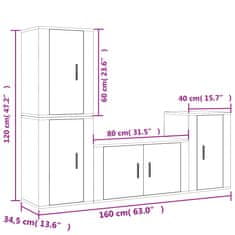 Vidaxl 4dílný set TV skříněk hnědý dub kompozitní dřevo