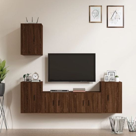 Greatstore 5dílný set TV skříněk hnědý dub kompozitní dřevo