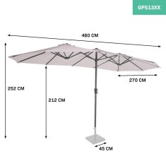 VONROC Slunečník Iseo 460x270cm - Slunečník Prémium | Béžový 