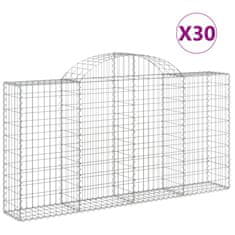 Vidaxl Klenuté gabionové koše 30ks 200x30x100/120cm pozinkované železo