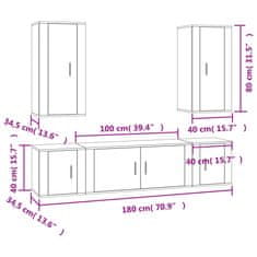 Vidaxl 5dílný set TV skříněk bílý s vysokým leskem kompozitní dřevo