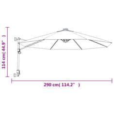 Greatstore Nástěnný slunečník mořská modř 290 cm