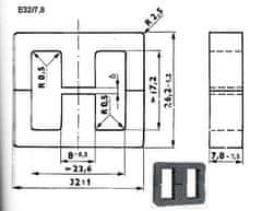 HADEX Feritové jádro E32/7,8 bez mezery,materiál H10 - pár