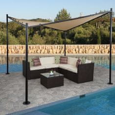 MCW Pergola F85, markýza pro zahradní altán, robustní ocelový rám ~ 3x3m taupe