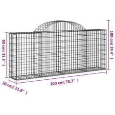 Petromila Klenuté gabionové koše 3 ks 200x30x80/100 cm pozinkované železo