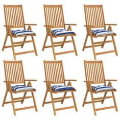 Vidaxl Podušky na židli 6 ks modré a bílé pruhy 50 x 50 x 7 cm textil