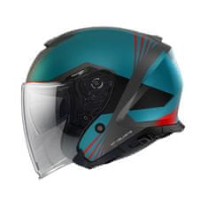 MT HELMETS Otevřená přilba na motorku Thunder 3 SV Jet Stargate A2 černo-šedo-modrá Velikost: M