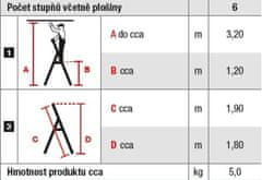 PROTECO 6616-KR schůdky Al 6-stupňové, nosnost 150kg