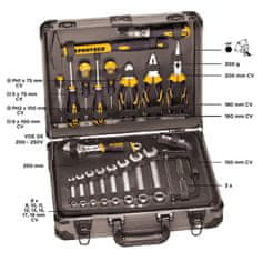 PROTECO 42.04-11129 sada nářadí v kufru, 129 dílů