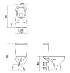 CERSANIT Wc kombi 659 arteco new co 010 3/5 včetně sedátka polypropylen (K667-069)