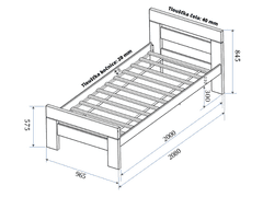 Postel z masivu NEX - buk bílá 90 × 200 cm