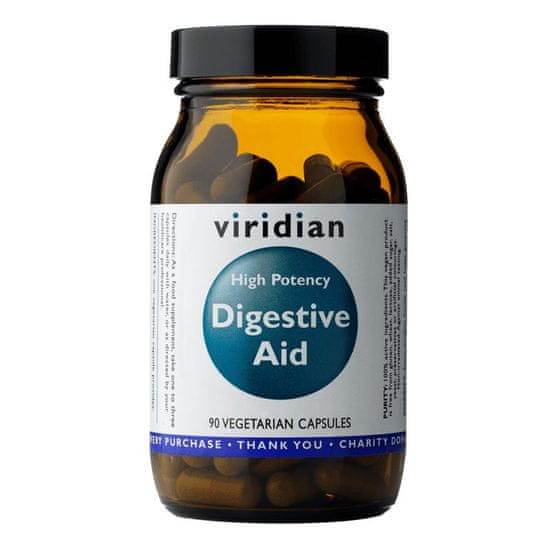 VIRIDIAN nutrition High Potency Digestive Aid (Enzymy, betain, zázvor a máta), 90 kapslí