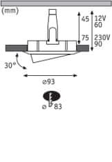 Paulmann PAULMANN Vestavné svítidlo Nova Plus výklopné IP65 kruhové 93mm 30° GU5,3 / GU10 max. 35W 230/12V stmívatelné černá mat 924.60 92460