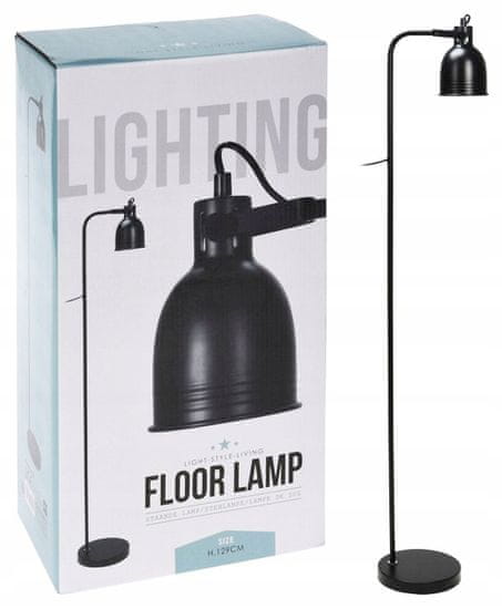 Koopman Černá kovová stojací lampa 129 cm