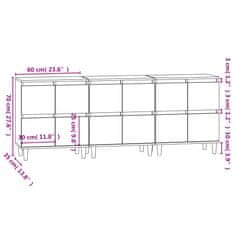 Vidaxl Příborníky 3 ks bílé vysoký lesk 60x35x70 cm kompozitní dřevo