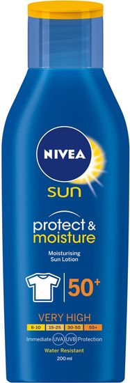 Nivea Sun Protect & moisture hydratační mléko na opalování OF 50+, 200 ml