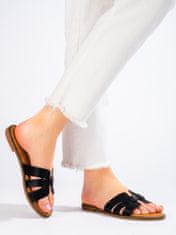 Amiatex Krásné nazouváky dámské černé bez podpatku + Ponožky Gatta Calzino Strech, černé, 38