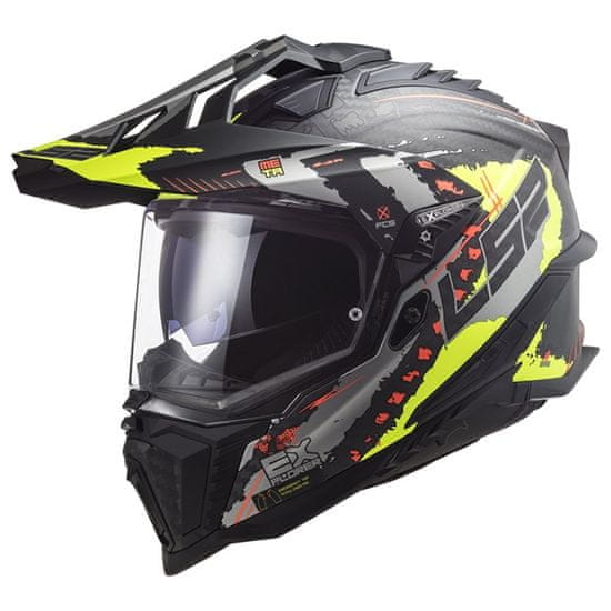 LS2 EXPLORER CARBON EXTEND adventure helma matná Hi-Vis-žlutá