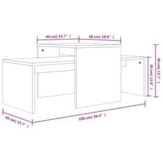 Vidaxl Sada konferenčních stolků kouřový dub 100 x 48 x 40 cm kompozit