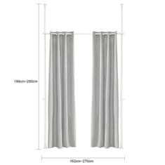 SoBuy SoBuy KLS12-HG Teleskopický závěs Nastavitelný zatemňovací závěs Neprůhledný závěs Světle šedá Š(162-270) x V(199-285)cm