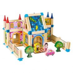 EcoToys Dřevěné stavební kostičky 6v1 House hnědé